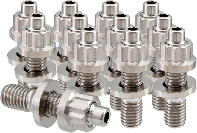 Titanium M8/M10 Titanium Exhaust Manifold Stud Kit Burnt Blue/Original/Red GR5 Titanium Bolt Kit 12 PCS/Set (M10x1.25x54mm, Original) - Image 1
